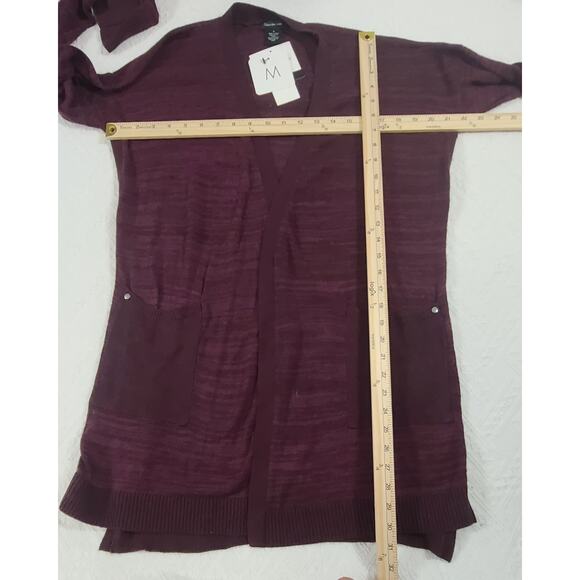 Calvin Klein duster cardigan sweater women's burgundy Size Medium Office cozy - Picture 5 of 11
